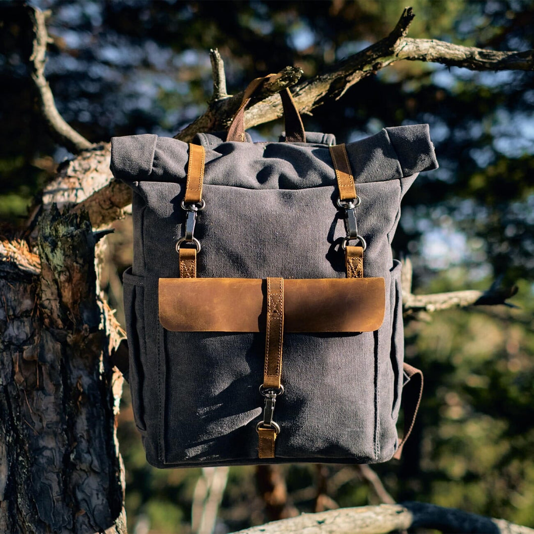 Retro Canvas Rucksack Rolltop Vintage Pack REYKJAVIK