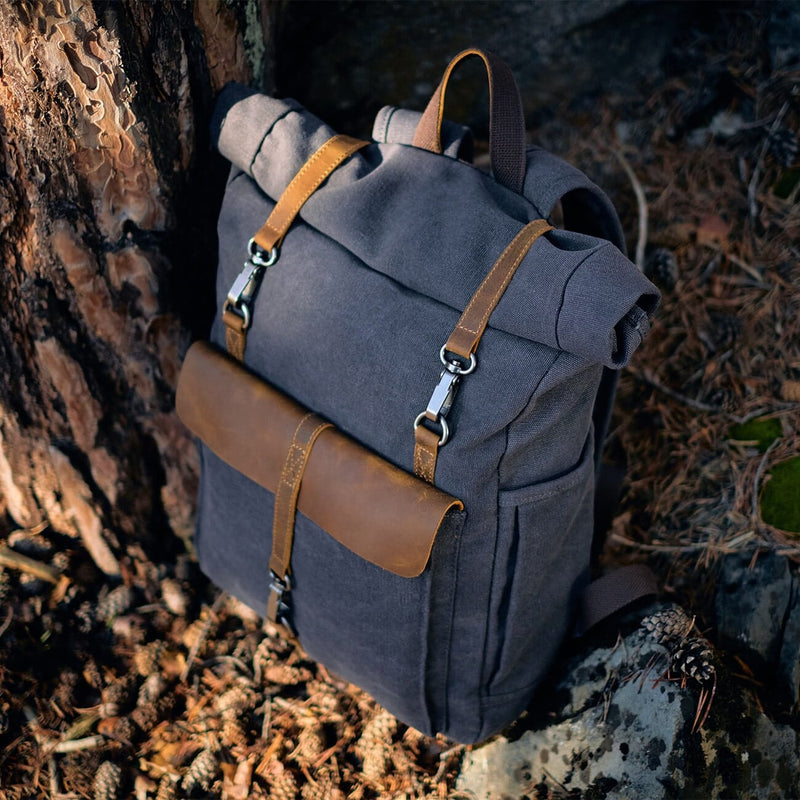 Retro Canvas Rucksack - Rolltop Vintage Pack | REYKJAVIK