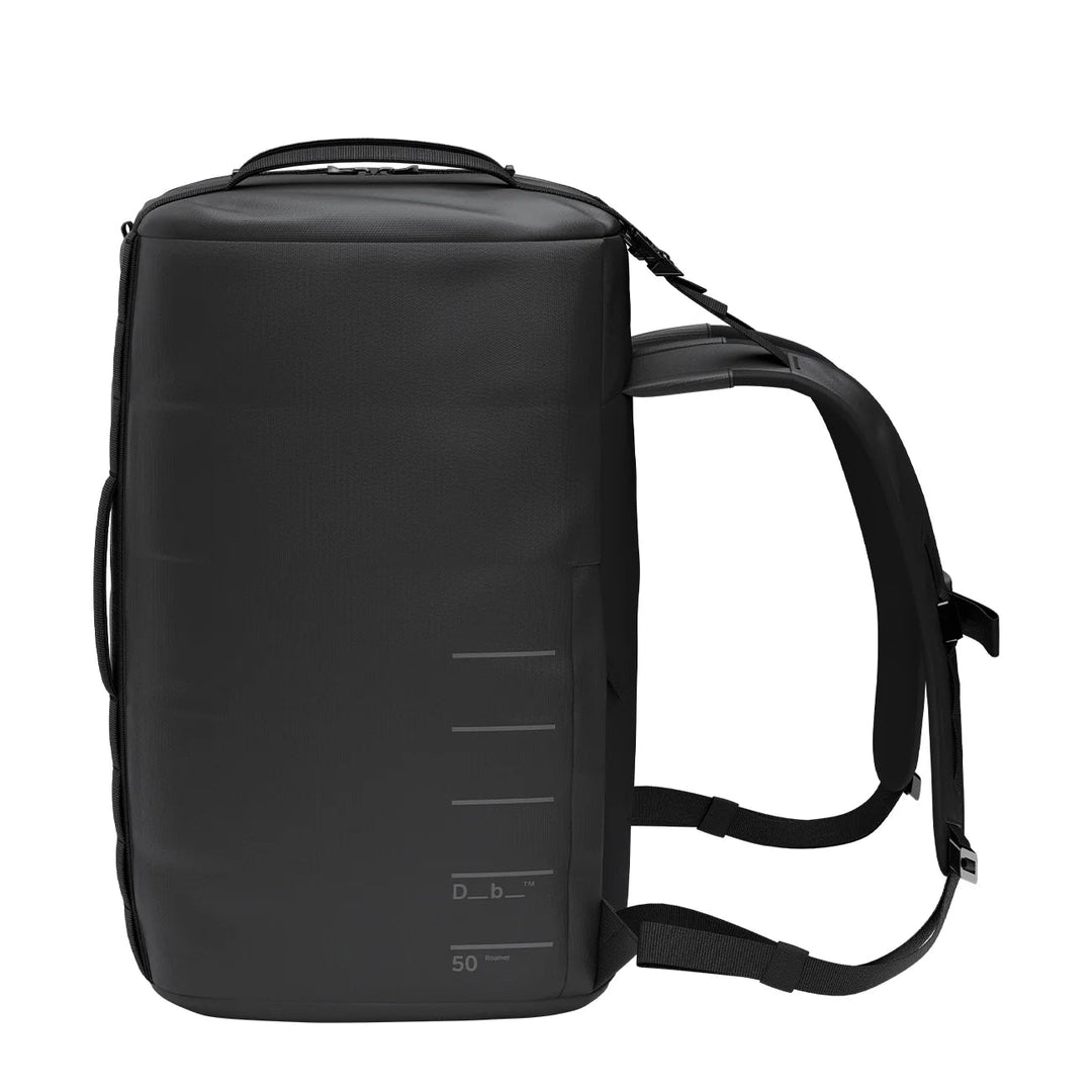 Side view of the Roamer Pro Split Duffel 50L showing straps