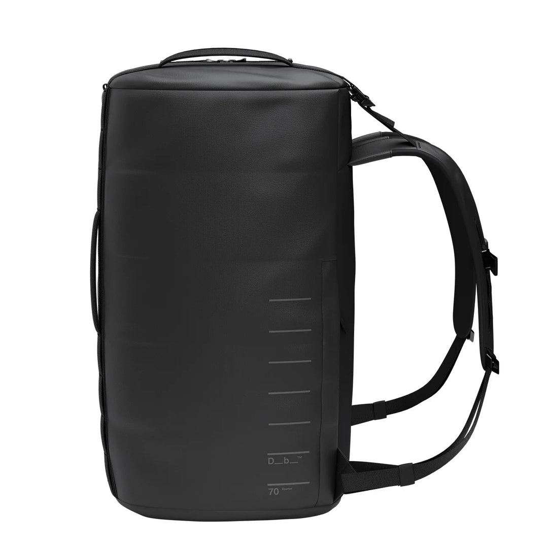 Side view of the Roamer Pro Split Duffel 70L showing straps