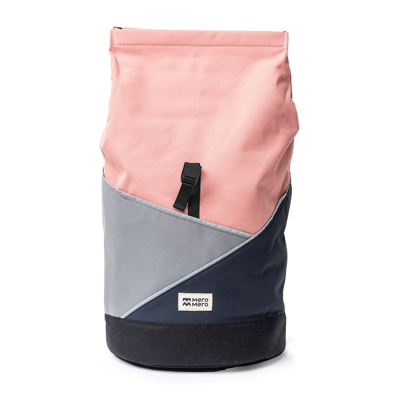 roll top opening rose grey black small sustainable backpack