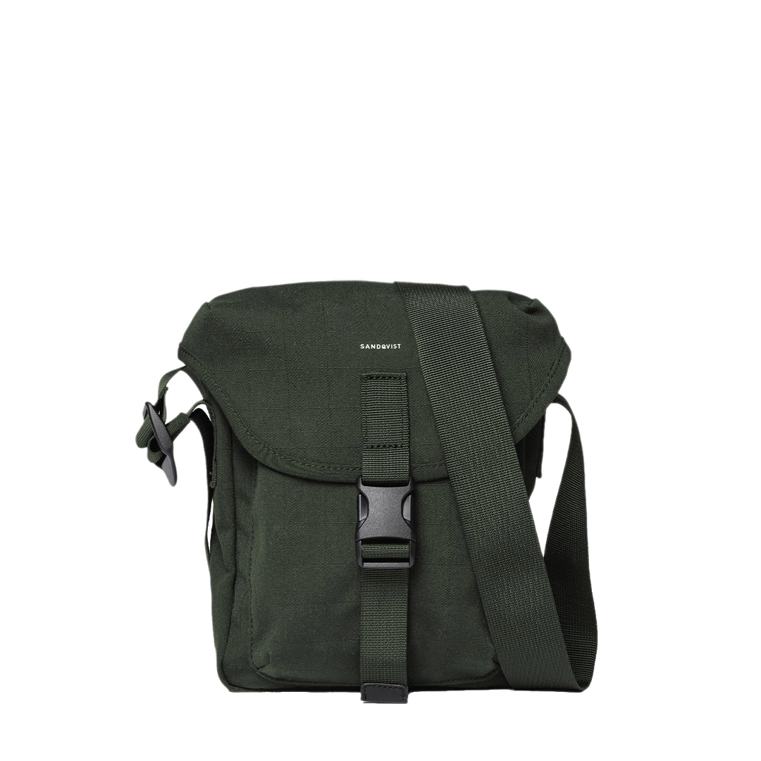Sandqvist Everyday Crossbody Bag in dark green, front view