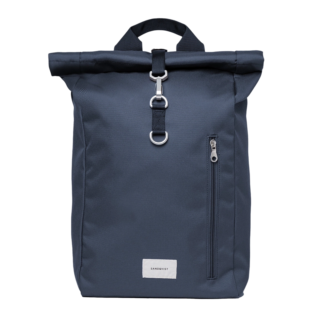 Sandqvist Ground Rolltop Backpack L in navy blue, front view