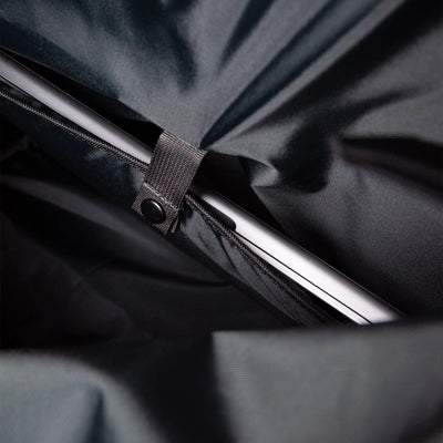 Close-up detail of the Sandqvist Icon Messenger Bag showing premium materials and neat finishing