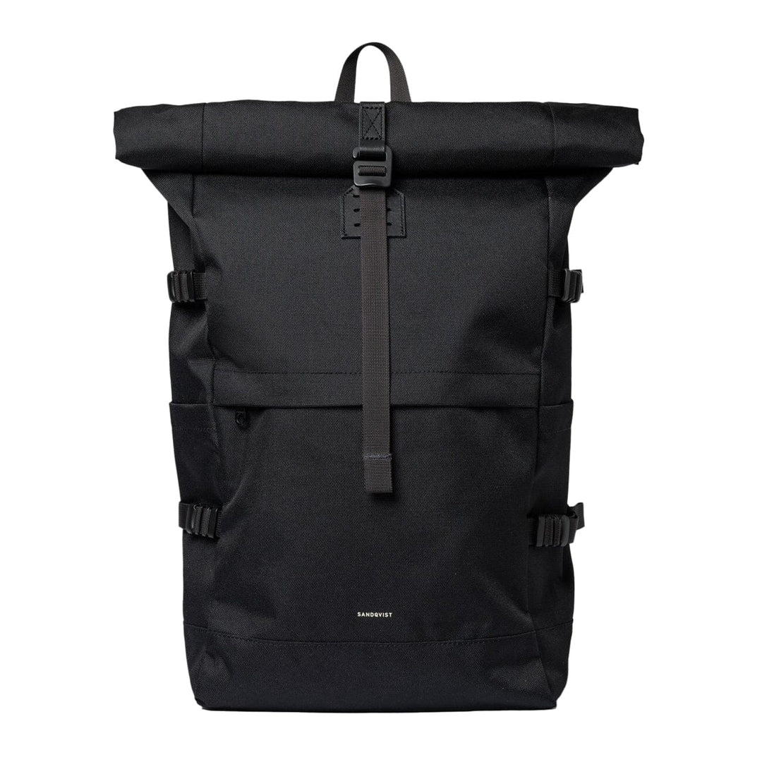 Sandqvist Icon Rolltop Backpack L in black, front view