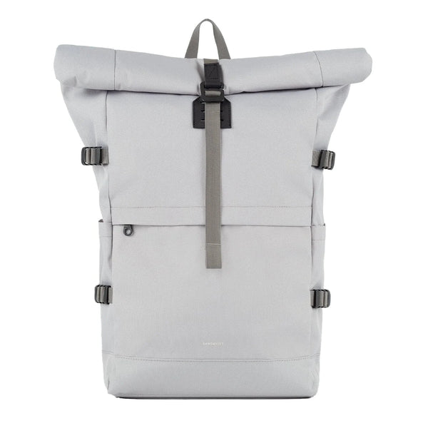 Sandqvist Icon Rolltop Backpack L in light grey, front view