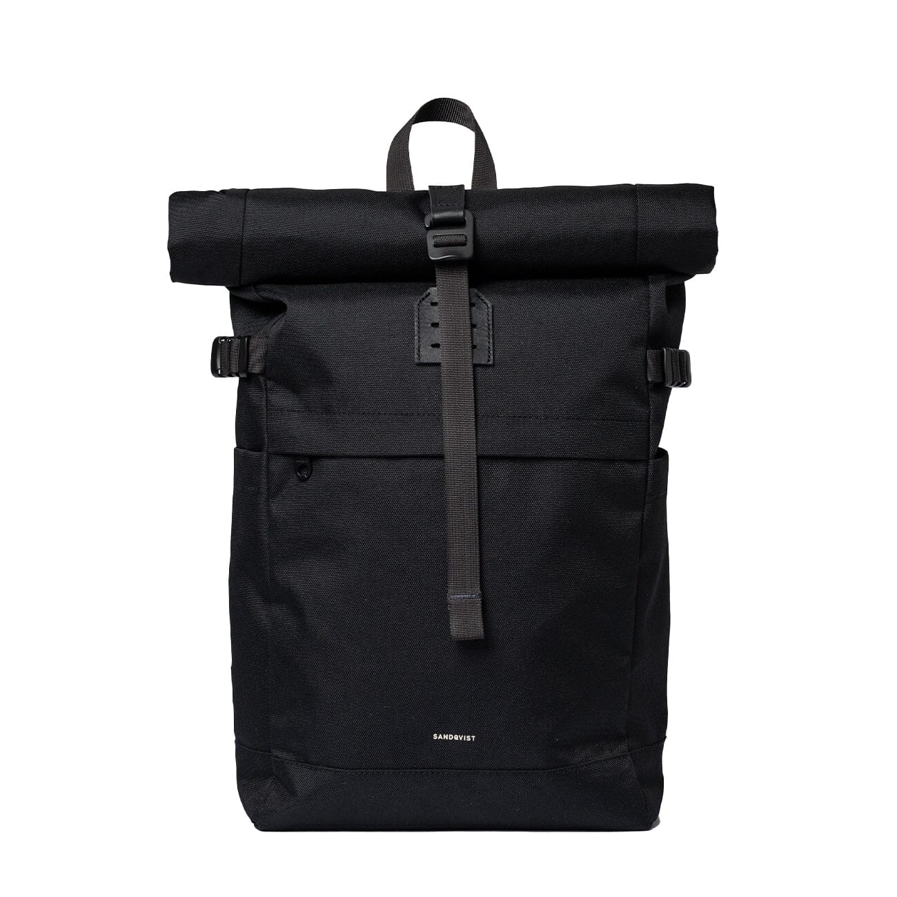 Sandqvist Icon Rolltop Backpack M in black, front view