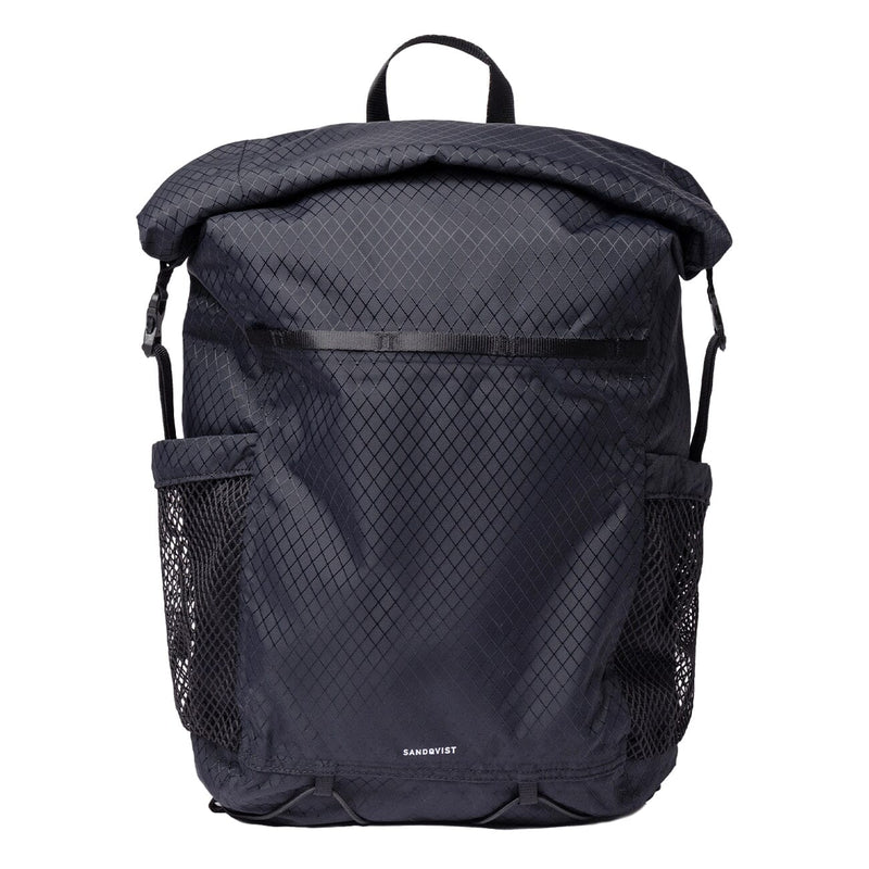 Sandqvist Nils backpack in black, front view on white background