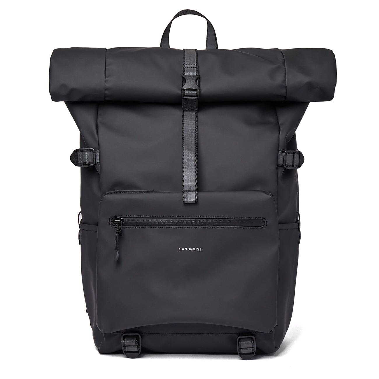 sandqvist ruben 2.0 backpack in black, front view