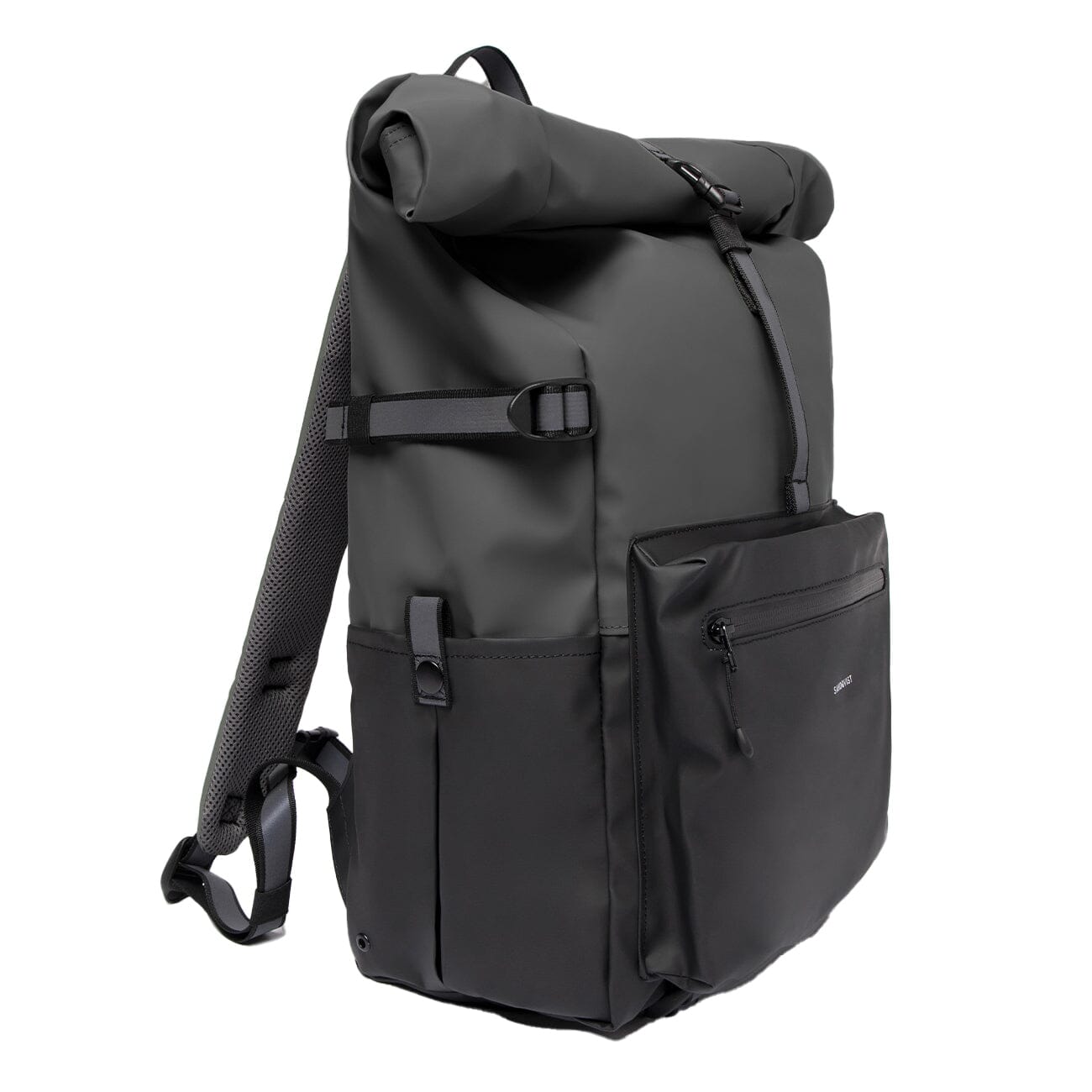 sandqvist ruben 2.0 backpack in multi dark, side view