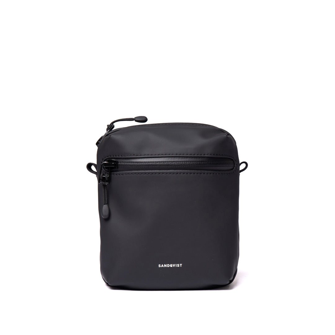 Sandqvist Stream Shoulder Bag in black — front view of the 1L waterproof crossbody bag