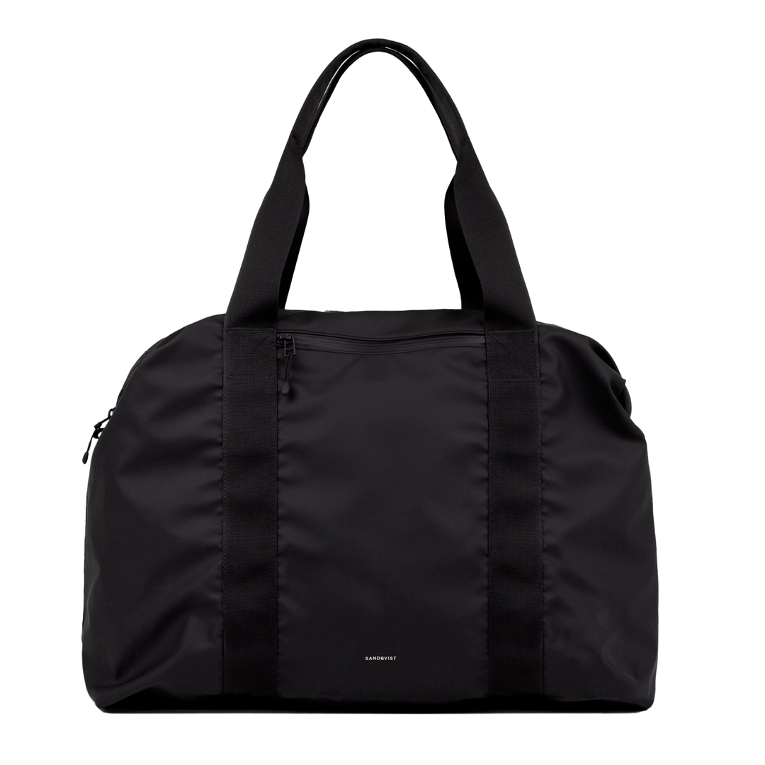 Sandqvist STREAM Weekender Bag 49L Black — front view in compact configuration