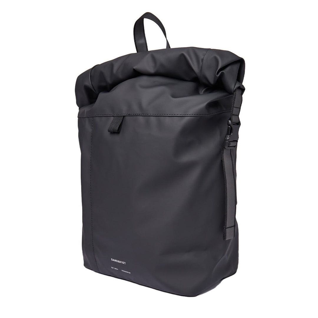 sac à dos roll top waterproof noir vue latérale