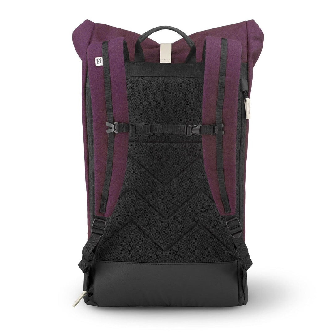Rear view of the Squamish V3 Backpack in aubergine