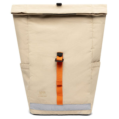 front view with unrolled roll top of the stone environmentally friendly backpack from Lefrik brand