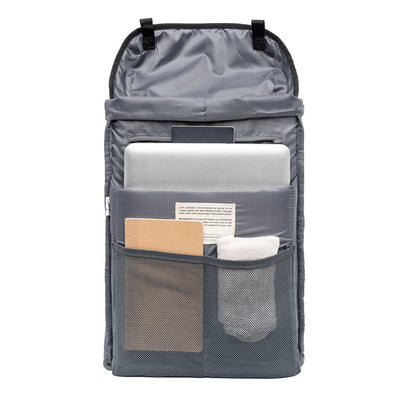 inside view of the padded 15.6" laptop sleeve with two mesh pockets and one zipped pocket
