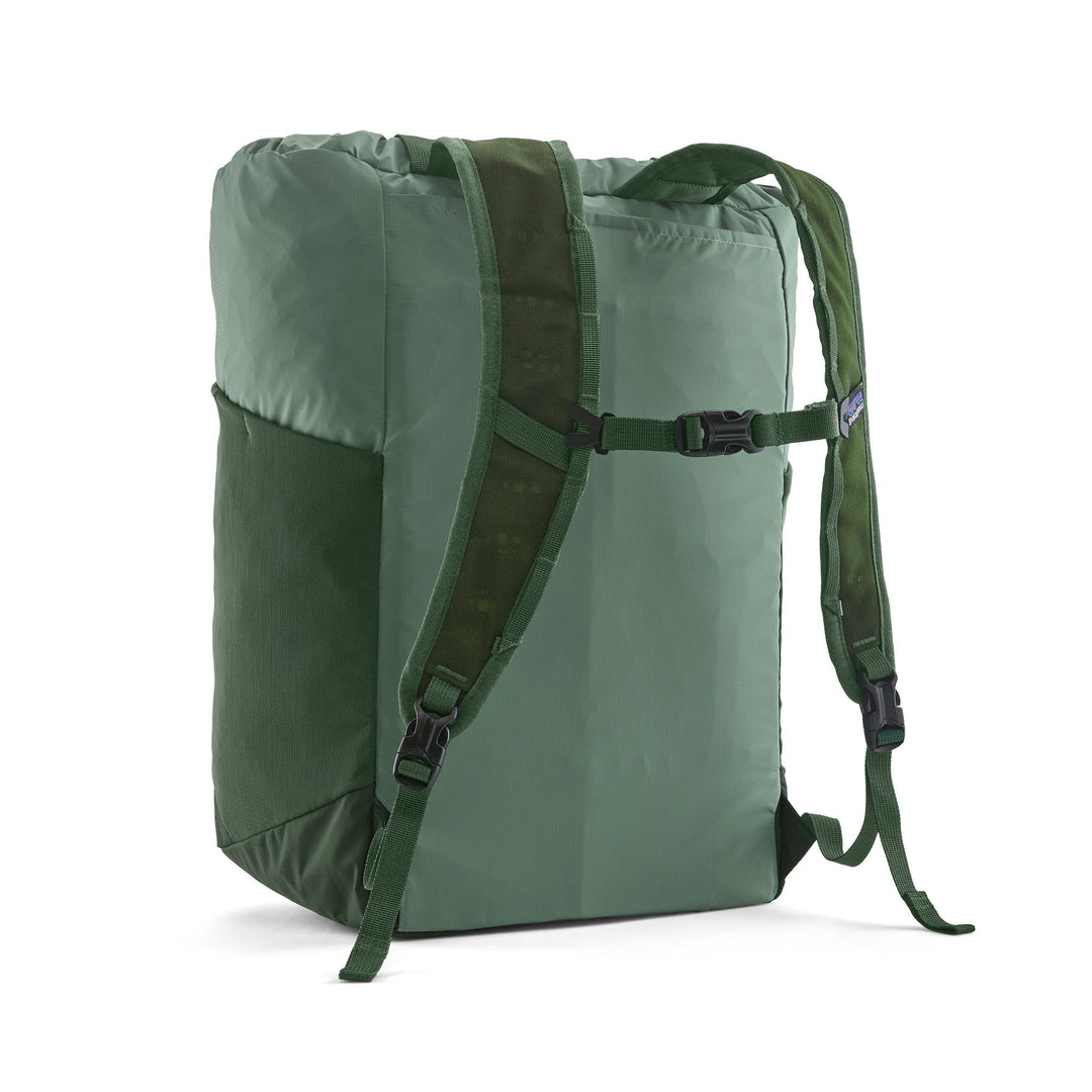 Terravia Tote Pack 24L in Canopy Green — back view with padded backpack straps and sternum strap