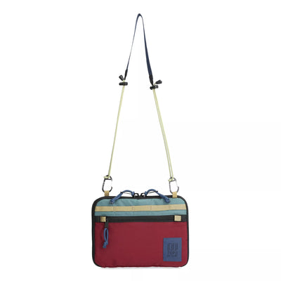 topo designs all adventure bag, burgundy color, front view