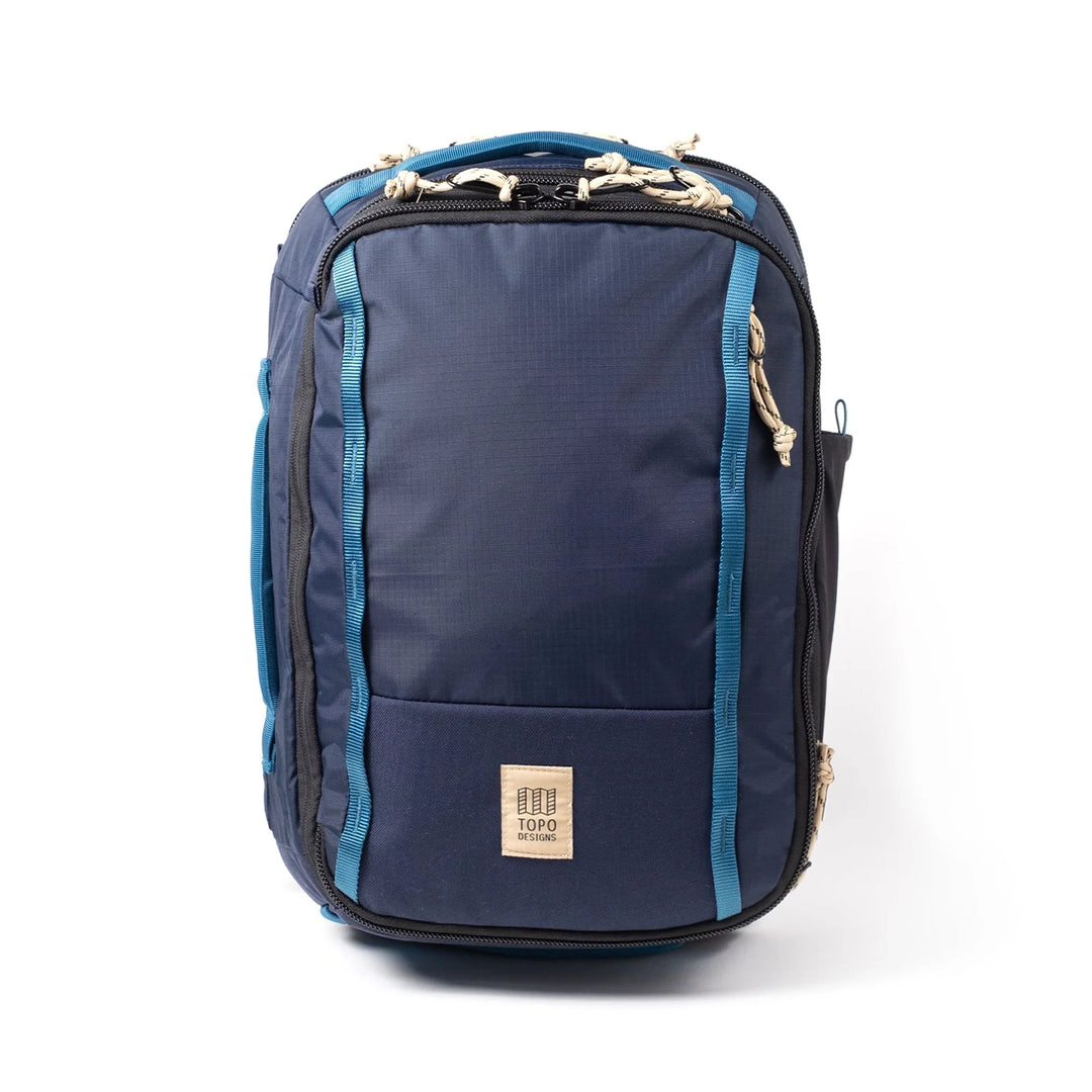 Global Travel Backpack by Topo Designs in navy and sahara, front view