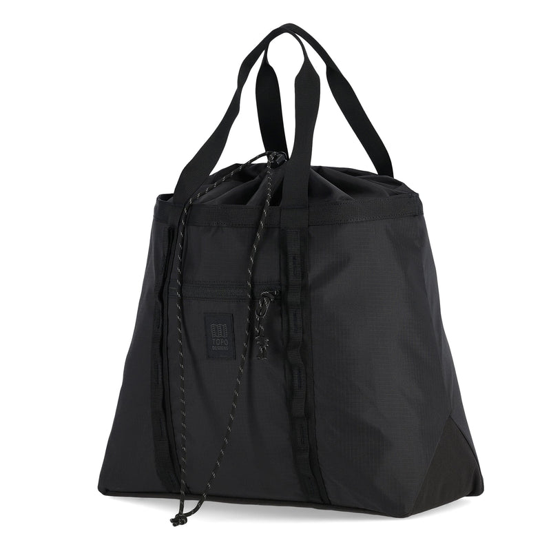 topo designs mountain utility tote 33L black color side view