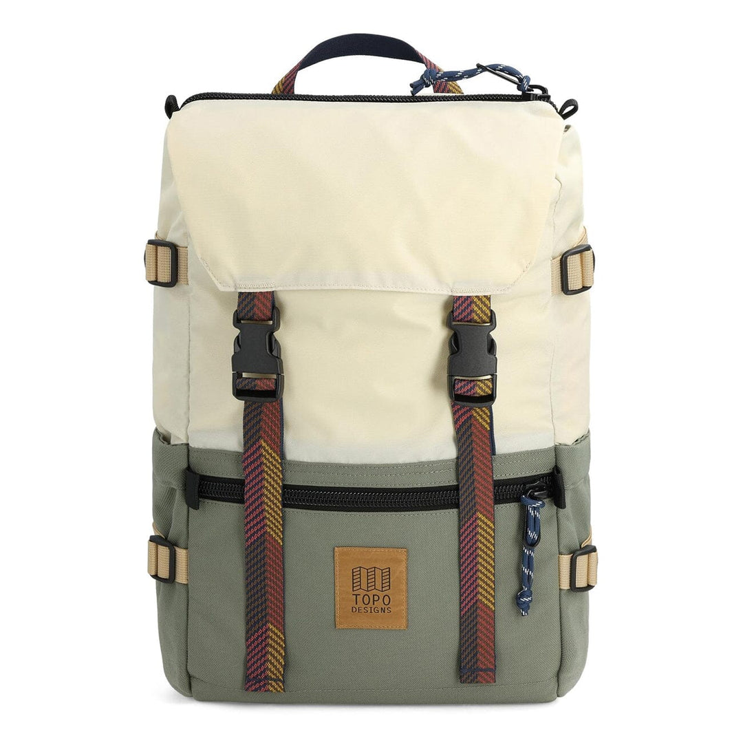 Topo Designs Rover Pack Classic in Bone white and beetle, front view