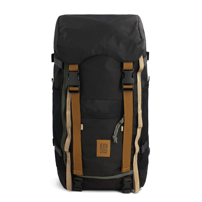 topo designs rover trail pack 22L, black and neutral, front view