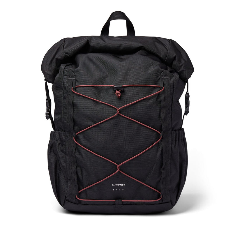 Sandqvist Valley Hike backpack in black, front view on white background