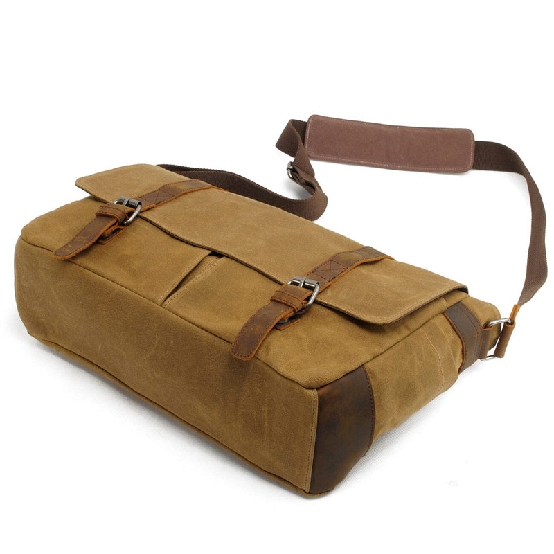 vintage canvas laptop messenger bag khaki