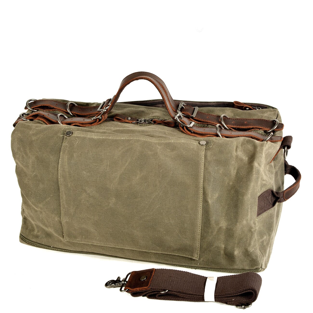 vintage green canvas sports duffle bag side