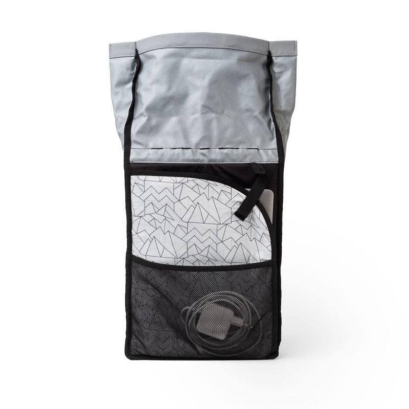 wanaka backpack, interior roomy compartment with mesh pocket and protected laptop pocket