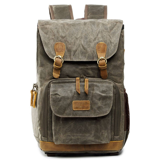Waterproof Canvas Camera Backpack - Army Green - 15