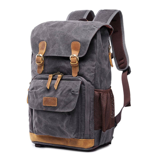 Waterproof Canvas Camera Backpack - Dark Grey - 15