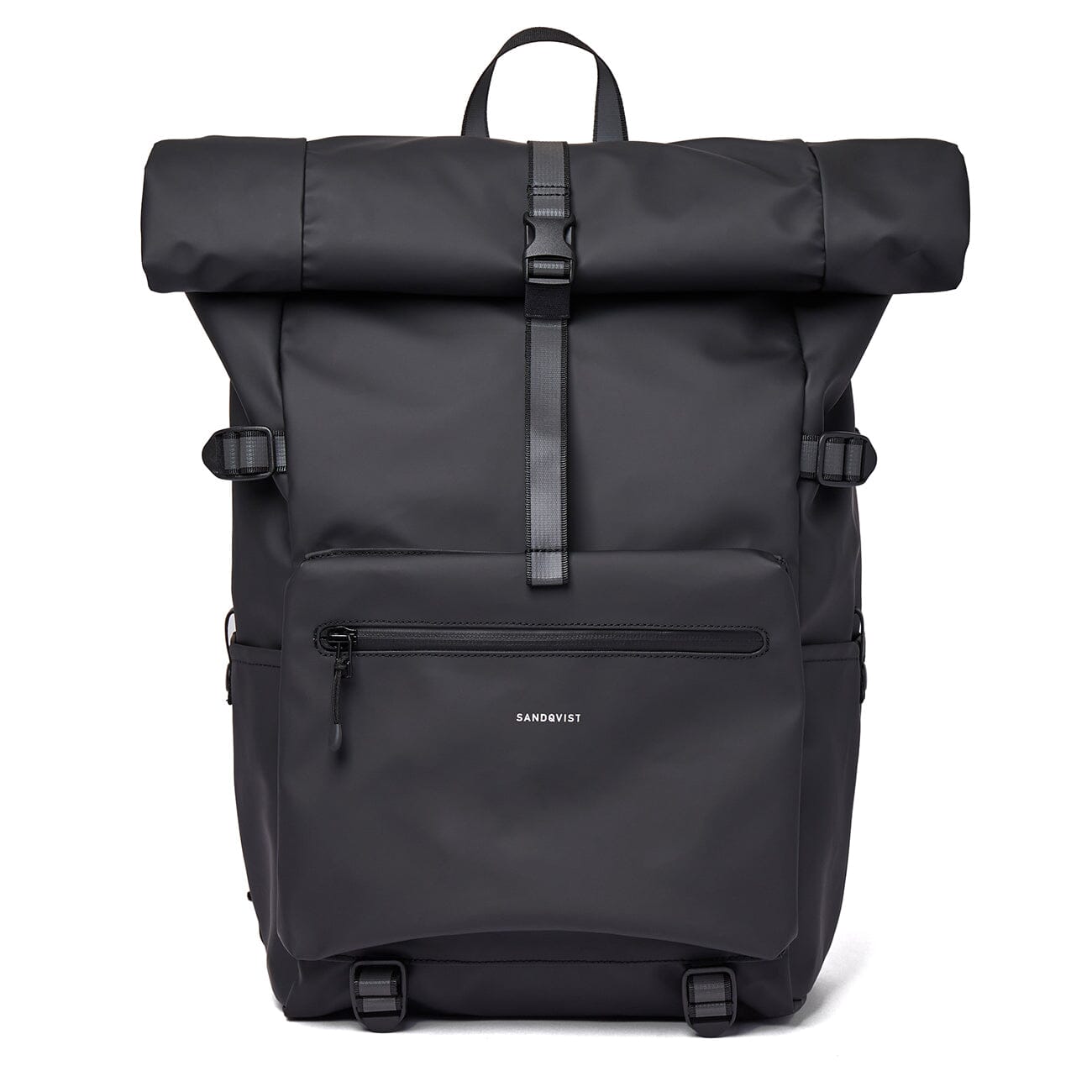 waterproof commuter backpack ruben 2 sandqvist black color front view