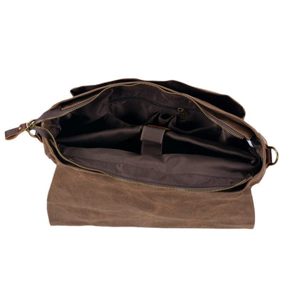 waxed canvas and leather messenger bag protective laptop sleeve