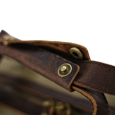 waxed canvas briefcase reinforced handle