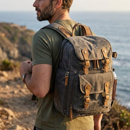 Canvas Camera Backpack – Vintage DSLR & Lens Bag
