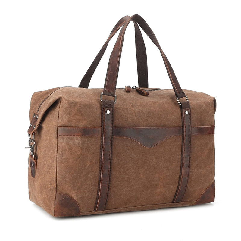 waxed canvas duffle bag men coffee side