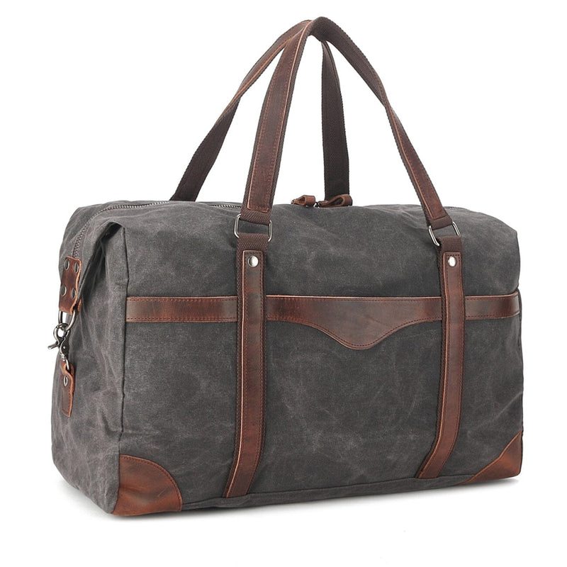 waxed canvas duffle bag men grey side