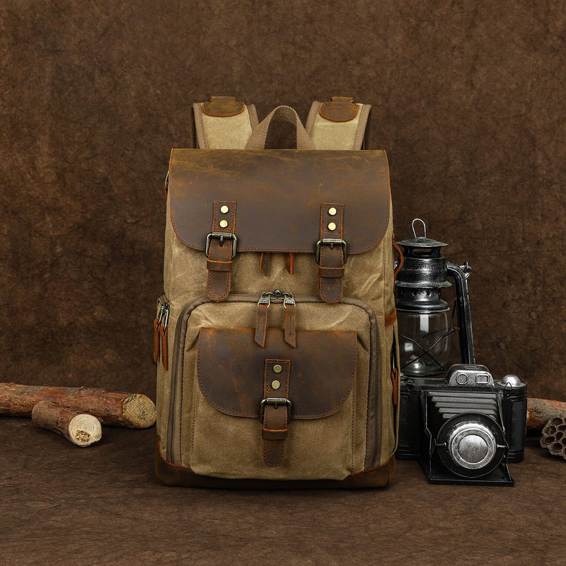 Vintage Leather Camera Backpack | DENALI