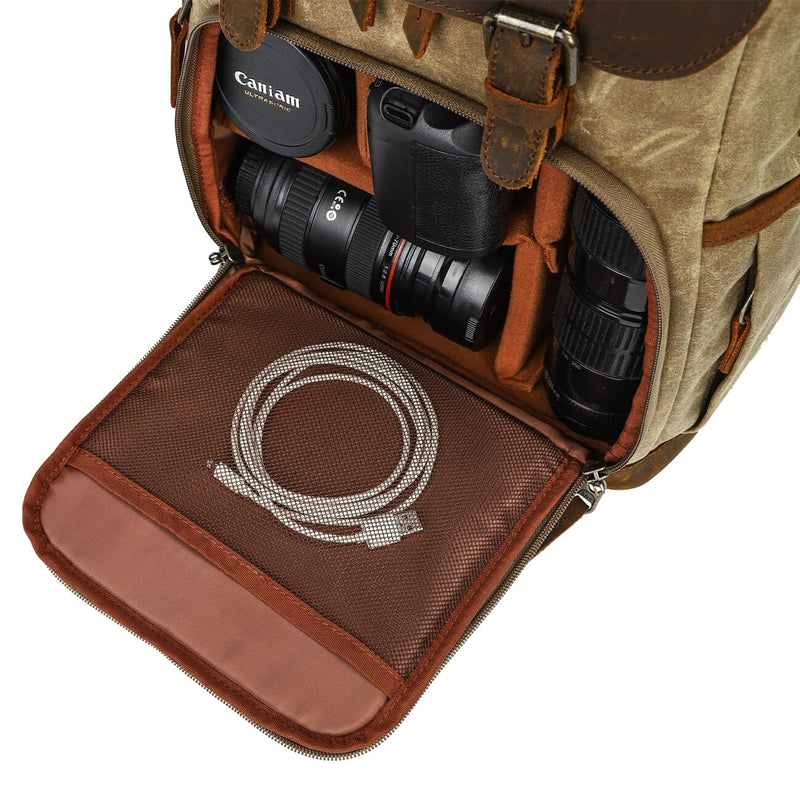 Vintage Leather Camera Backpack - Capture Life's Moments in Style