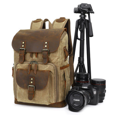 Used Camera Backpack Vintage Leather Camera Backpack - Capture Life's Moments in Style