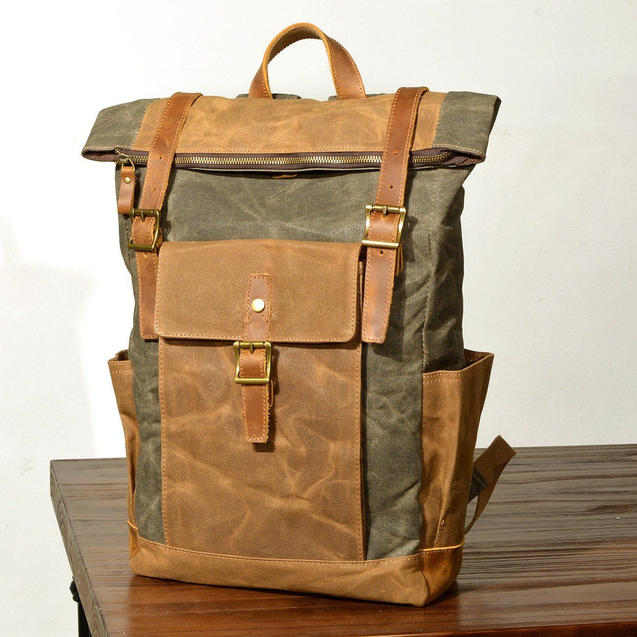 vintage canvas rucksack backpack