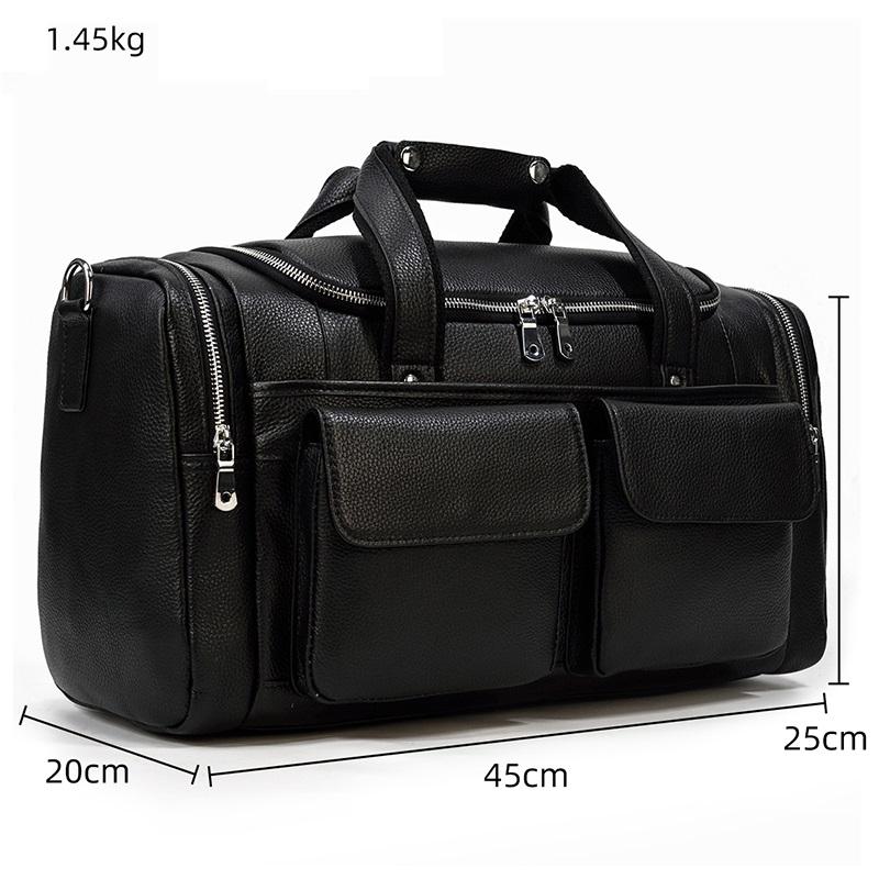 men's Black Leather Duffle Bag