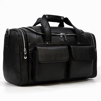 Black Leather Duffle Bag for men