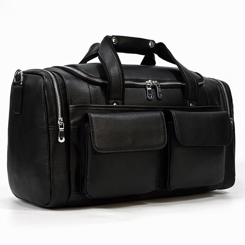 Sac Week End en Cuir Noir waterproof