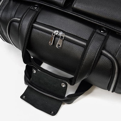 confortable Black Leather Duffle Bag