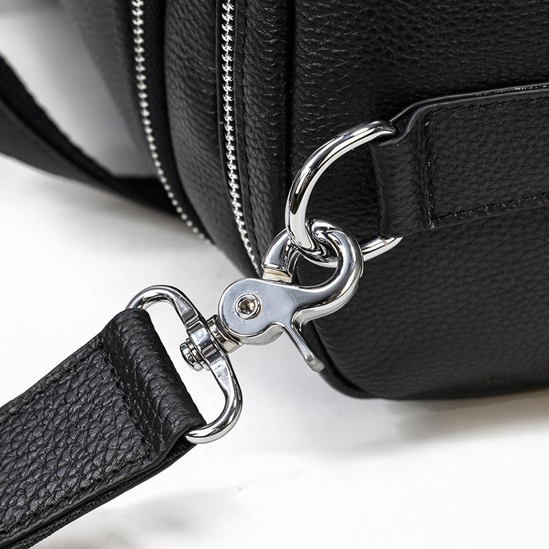 removable leather strap Black Leather Duffle Bag