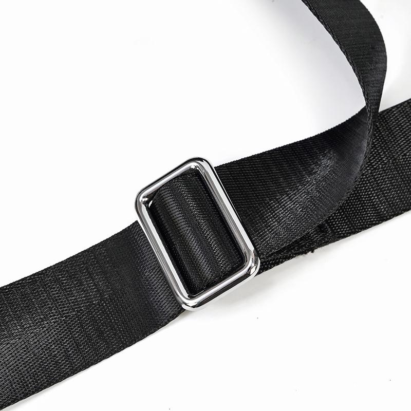 adjustable shoulder strap Black Leather Duffle Bag