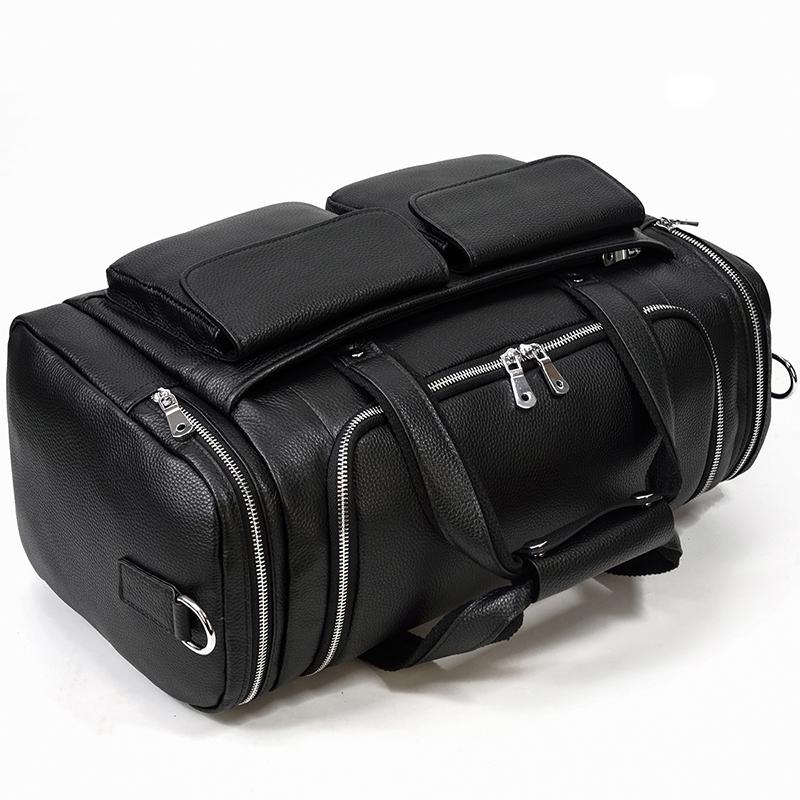 luxury Black Leather Duffle Bag