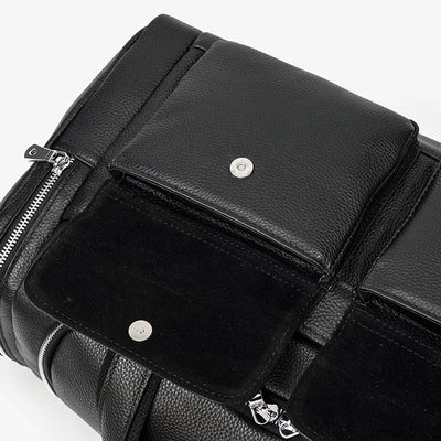 travel Black Leather Duffle Bag